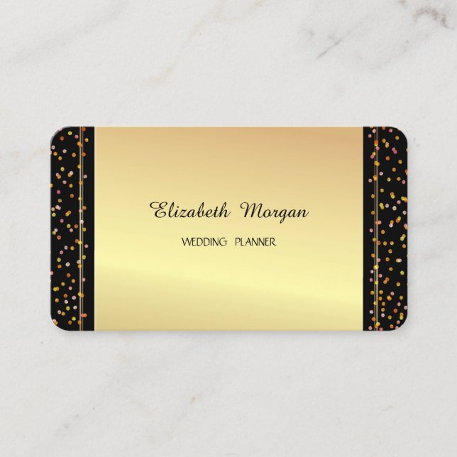 Elegant Stylish Modern Gold Confetti Business Card (Front)