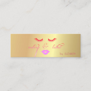Elegant Stylish Modern Gold ,Lips,Lashes,Makeup Mini Business Card