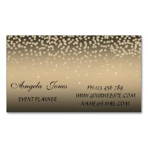 Elegant Stylish Modern Shiny Foil Confetty-Diamond Magnetic Business Card