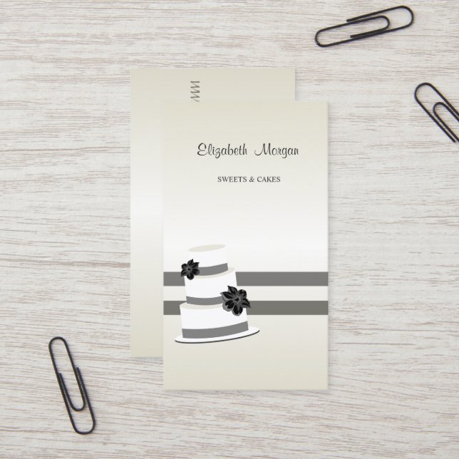 Elegant Stylish Modern,Striped,Cake Business Card (Front/Back In Situ)