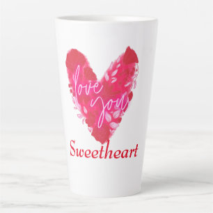 elegant stylish modern trendy pink heart love you latte mug