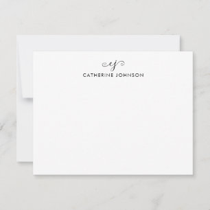 Elegant Stylish Monogram Script Black Personalised Card