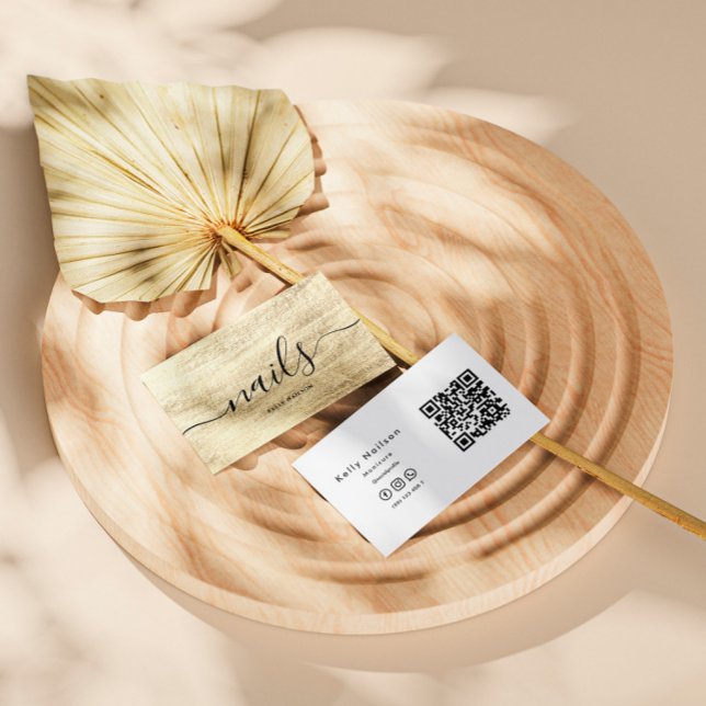 Elegant Stylish Nail Salon Manicure Qr Code Business Card (Creator Uploaded)