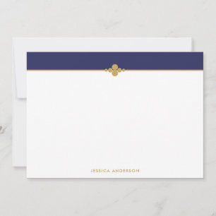 Elegant Stylish Navy Blue Gold Personalised Card