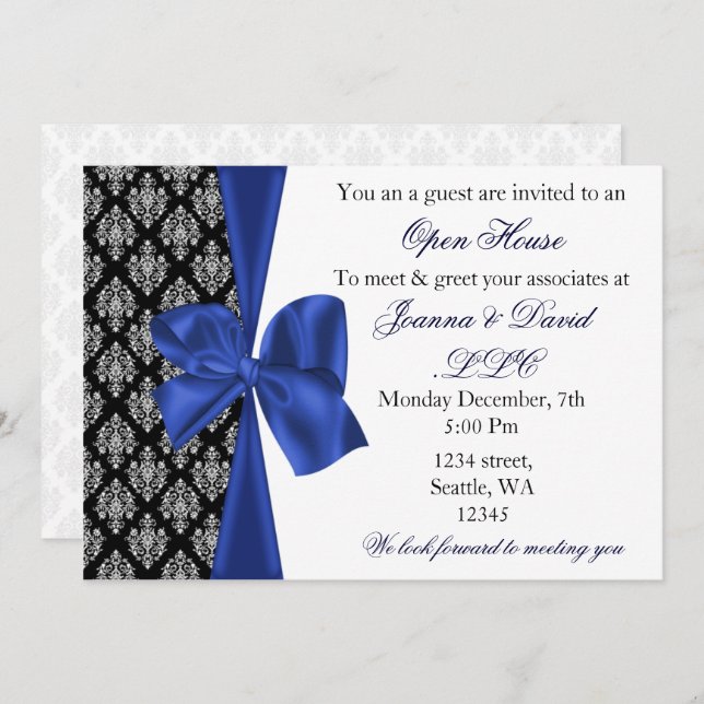 elegant stylish navy Corporate Invitation (Front/Back)