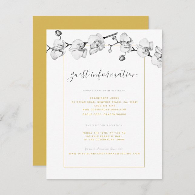 Elegant Stylish Orchid Wedding Information Note  Card (Front/Back)