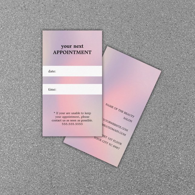 Elegant Stylish Pastel Beauty Salon Appointment Card (Creator Uploaded)