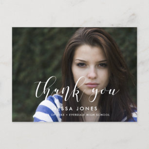 Elegant stylish Photo graduation Thank you Postcard