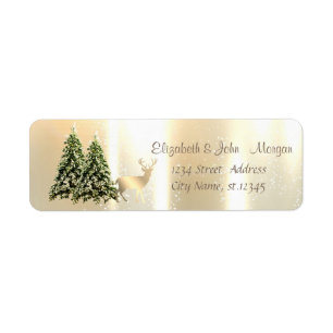 Elegant,Stylish Pine Trees,Christmas Reindeer Return Address Label