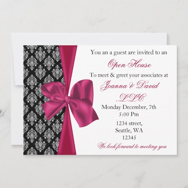 elegant stylish pink Corporate Invitation (Front)