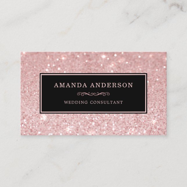 Elegant Stylish Pink Glitter Sparkle Business Card (Front)