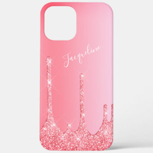 Elegant stylish pink rose gold glitter drips Case- iPhone 12 Pro Max Case