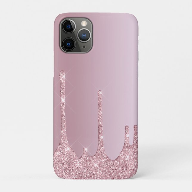 Elegant stylish pink rose gold glitter drips Case-Mate iPhone case (Back)