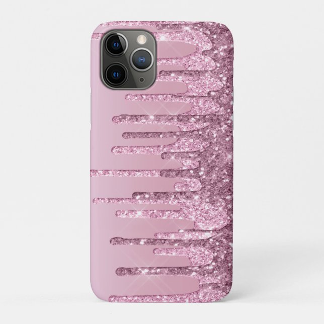 Elegant stylish pink rose gold glitter drips Case-Mate iPhone case (Back)