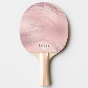 Elegant stylish pink rose gold glitter marble ping pong paddle