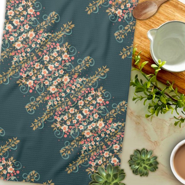 Elegant Stylish Pretty Floral Pattern  Tea Towel (Creator Uploaded)