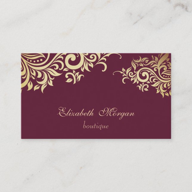 Elegant Stylish Professional  Gold Floral Business Card (Front)