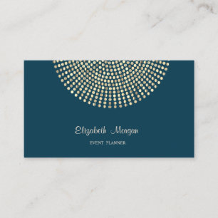 Elegant Stylish Professional,Navy Blue,Gold Dots Business Card