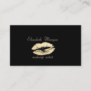 Elegant Stylish Proffesional  Black-Glittery Lip Business Card
