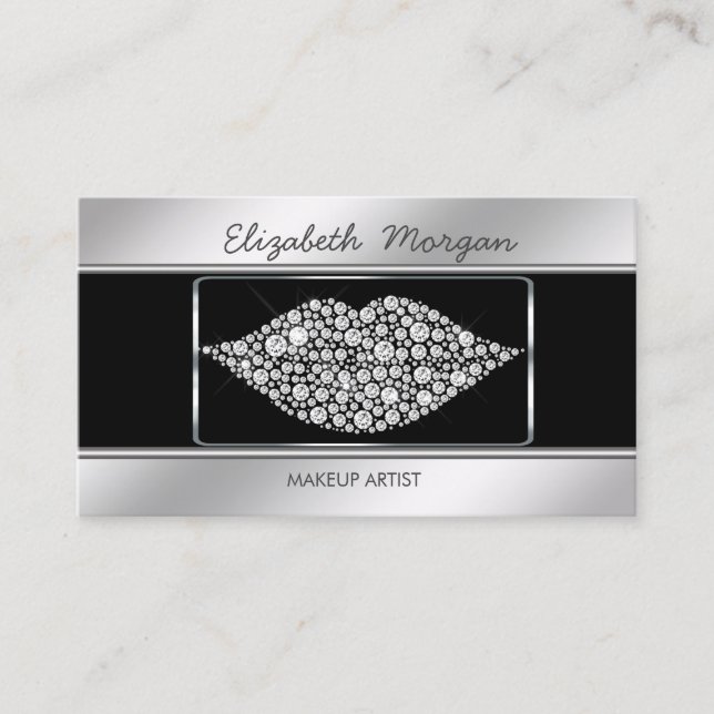 Elegant Stylish Proffesional Diamonds Lips  Business Card (Front)