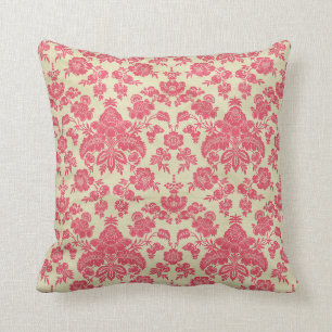 Elegant stylish raspberry damask inspired pattern  cushion