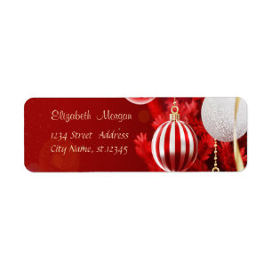 Elegant  Stylish Red Christmas Balls Return Address Label
