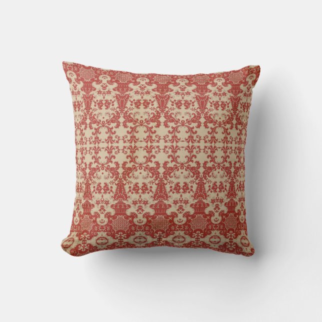 Elegant stylish red damask inspired pattern   cushion (Front)