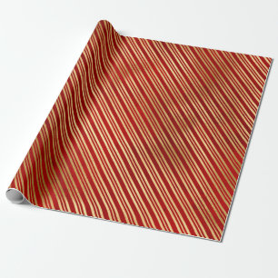 Elegant stylish red & gold Christmas stripes Wrapping Paper