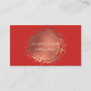 Elegant Stylish,Red ,Gold Confetti Business Card