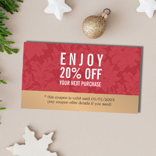Elegant Stylish Red Lace Gold Beauty Coupon