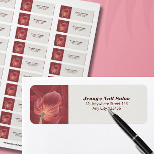 Elegant Stylish Red Tulip Abstract Pattern  Return Address Label