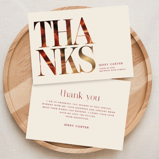 Elegant Stylish Retro Script Grad Graduation Thank You Card (Creator Uploaded)