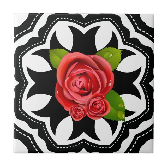 Elegant Stylish Romantic Floral Modern Pattern Ceramic Tile (Front)