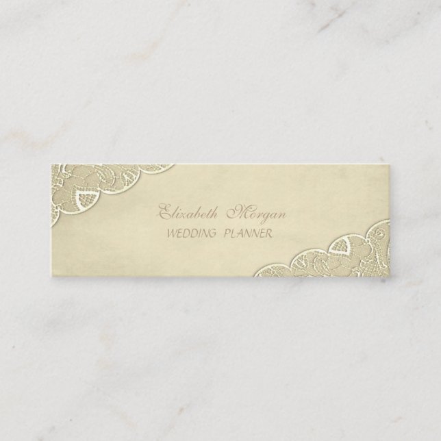Elegant Stylish Romantic,Lace Mini Business Card (Front)
