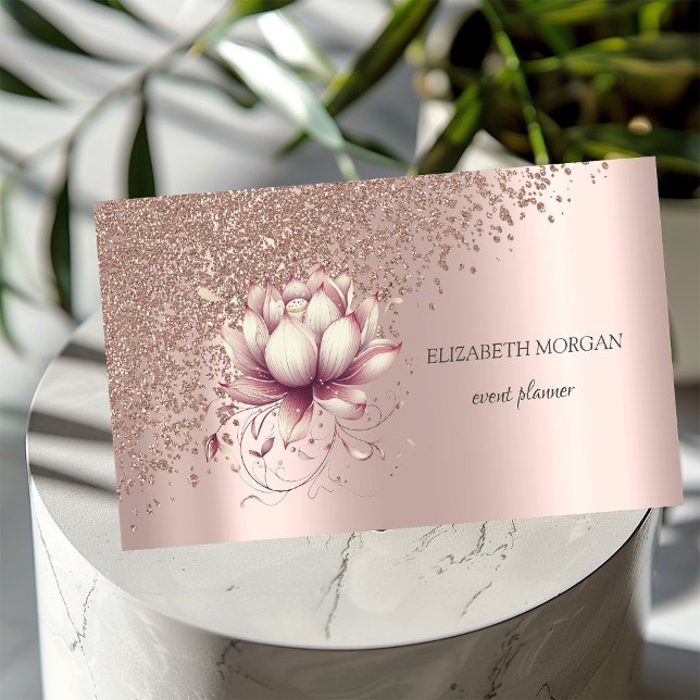  Elegant Stylish Rose Gold Diamonds Chic Lotus Business Card (Creator Uploaded)