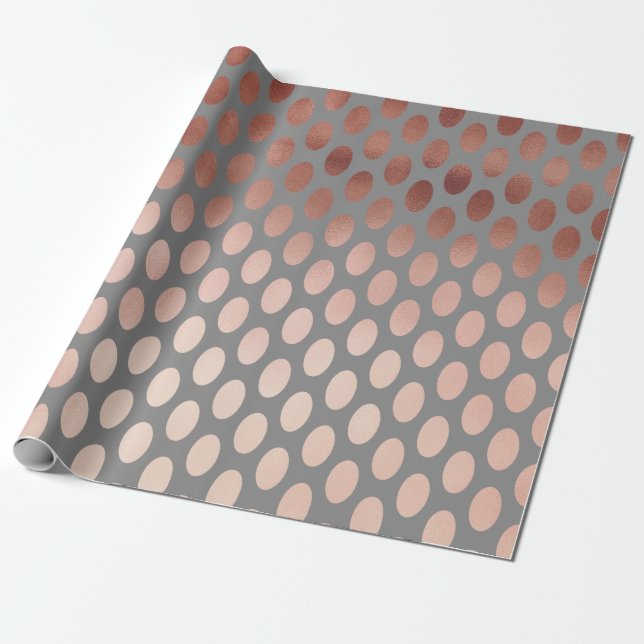 elegant stylish rose gold foil polka dots pattern wrapping paper (Unrolled)