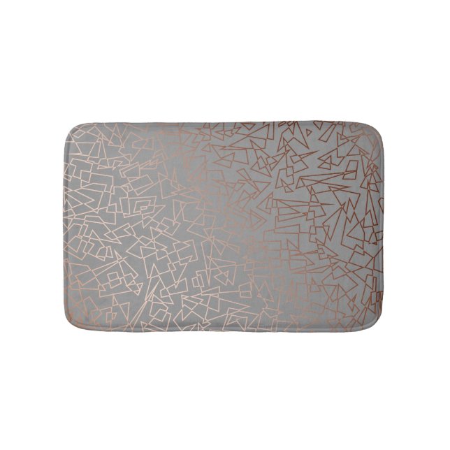 Elegant stylish rose gold geometric pattern grey bath mat (Front)