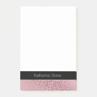 Elegant stylish rose gold geometric pattern pink post-it notes