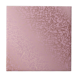 Elegant stylish rose gold geometric pattern pink tile
