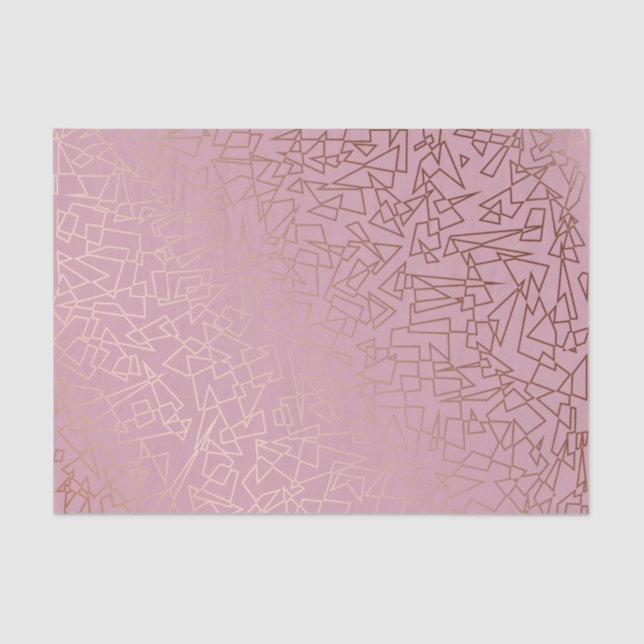 Elegant stylish rose gold geometric pattern pink tissue paper (Front)