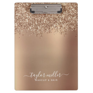 Elegant stylish rose gold glitter makeup & hair  clipboard