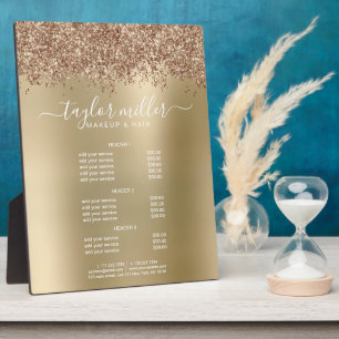 Elegant stylish rose gold glitter makeup & hair plaque