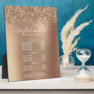 Elegant stylish rose gold glitter makeup & hair plaque