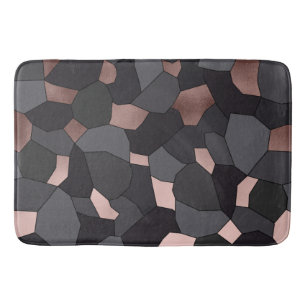 Elegant stylish rose gold grey and black mosaic bath mat