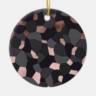 Elegant stylish rose gold grey and black mosaic ceramic ornament
