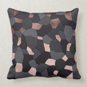 Elegant stylish rose gold grey and black mosaic cushion
