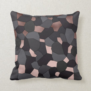 Elegant stylish rose gold grey and black mosaic cushion