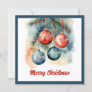 Elegant Stylish Rustic Watercolor Christmas Tree  Holiday Card