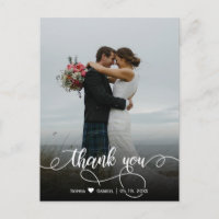 Elegant Stylish Script Wedding Photo Thank You 