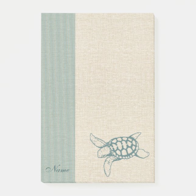 Elegant stylish sea turtle personalised post-it notes (Front)